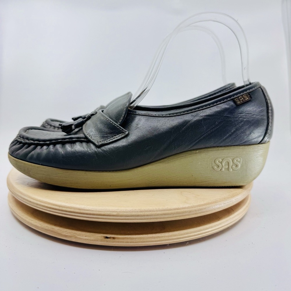 SAS Softie Loafers Shoes Womens 8.5 S Gray Leather Tassel Kiltie Comfort